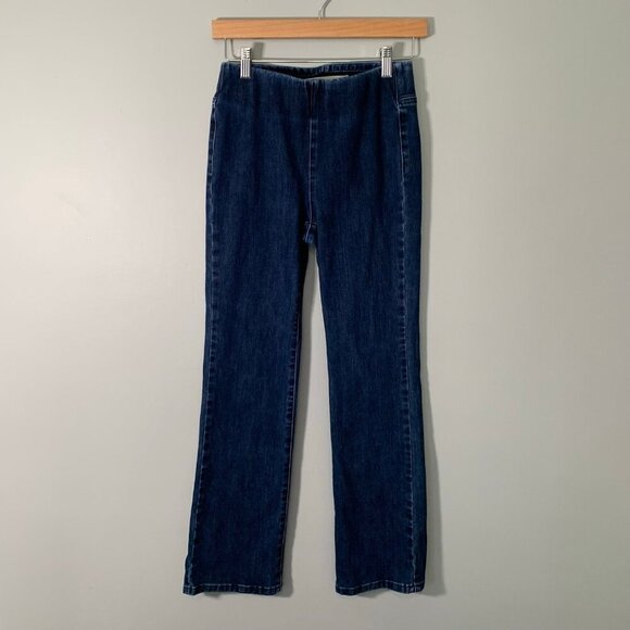Soft Surroundings pull on elastic waist bootcut stretch casual denim jeans pants - Picture 1 of 11